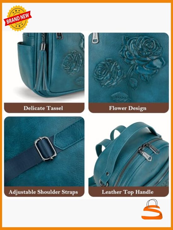 Mini Vegan Leather Backpack Purse Embossed Fashion Backpack Daypack Shoulder main image 6